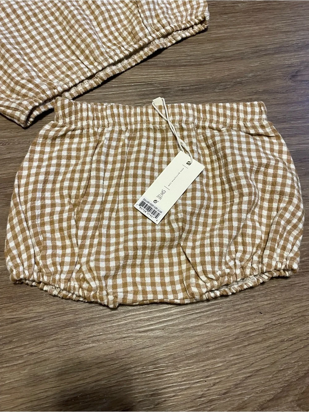 Quincy Mae Tan & White Gingham Two Piece Playsuit Set
